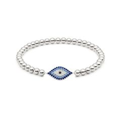 The Eye Love Blue Charm Bracelet totally changes the whole game. For centuries, the iconic “evil eye” design offered protection from malicious spirits and bad fortune. At Jaimie Nicole, we believe you should protect yourself in style. Our evil eye charm bracelet design elevates this fun folklore to new heights. Featuring a sterling silver evil eye, our Eye Love Blue Charm Bracelet wards off evil spirits with an explosion of blue cubic zirconia. This sparkling protective charm comes in your choic Silver Evil Eye Bracelet Spiritual Style, Silver Spiritual Bracelet With Evil Eye, Spiritual Silver Bracelet With Evil Eye, Spiritual Sterling Silver Evil Eye Bracelet, Protective Charms, Evil Eye Design, Blue Charm, Bracelet Design, Evil Eye Charm