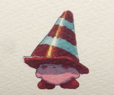 a drawing of a gnome wearing a striped hat