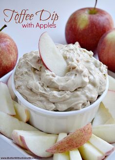 an apple dip with apples on the side