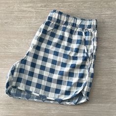 Madewell Shorts. Blue Check Print. Brand New With Tags. Size M Blue Relaxed Fit Pajama Shorts For Summer, Blue Cotton Pajama Shorts For Vacation, Blue Loungewear Bottoms For Summer, Summer Loungewear Blue Bottoms, Blue Summer Loungewear Bottoms, Blue Pajama Shorts For Summer, Summer Blue Loungewear Bottoms, Blue Pajama Shorts For Spring, Blue Short Leg Pajama Shorts For Spring