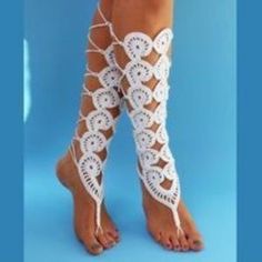 Shoes | White Handmade Crochet Barefoot Gladiator Sandals | Poshmark Anklet Ideas, Crochet Barefoot Sandals, Boyfriend Crafts, Hand Crochet Baby Blanket, Diy Jewelry Findings, With Meaning, Crochet Shoes, Crochet Patterns For Beginners, Cotton Crochet