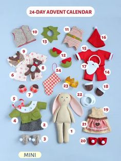 an image of a baby's calendar with clothes and toys