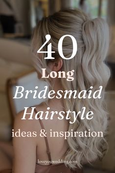 Looking for beautiful long wedding hairstyles for bridesmaids or maid of honor hairstyles? We’re sharing 40+ bridesmaid hairstyles for long hair for 2024, including updo, bun, braids, half up half down, wavy bridesmaid hair ideas and more. Whether you’re looking for boho, rustic, modern, or simple wedding bridesmaid hair, we have all the best wedding hair ideas for you. Wavy Bridesmaid Hair, Half Up Half Down Wavy, Maid Of Honor Hairstyles, Long Bridesmaid Hairstyles, Wedding Beauty Prep, Bridesmaid Bun, Long Updo, Wedding Bridesmaid Hair, Diy Bridesmaid Hair