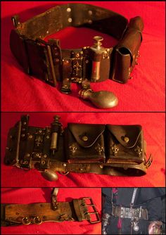 Steampunk Gadgets Diy, Fantasy Utility Belt, Steampunk Librarian, Faun Cosplay, Utility Belts, Leather Utility Belt