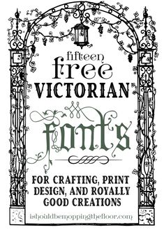 the front cover of a book with an ornate frame and text that reads fifteen free victorian font