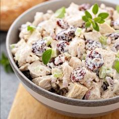 a close up of a bowl of food on a table