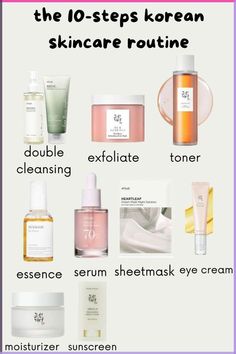 THE 10 STEPS KOREAN SKINCARE ROUTINE Korea Beauty Product, Korean Skincare Exfoliator, Korea Skincare Products, Beauty Of Joseon Skincare Routine, Korean Skincare Tips, Selfcare Recipes, Anua Skincare, Beauty Of Joseon Sunscreen, Skincare Korea