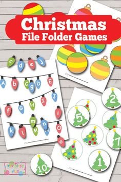 christmas file folder games with numbers and ornaments