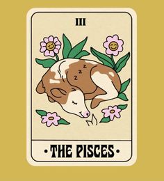 a tarot card with an image of a dog sleeping on it's back