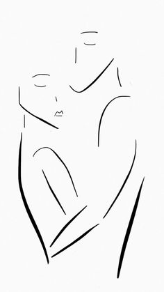 a black and white drawing of a woman's face with her hands behind her back