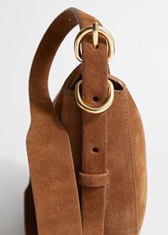 Suede Shoulder Bag - Brown - Shoulderbags - & Other Stories US Flat Heel Boots, Knit Outerwear, Linen Sweater, Boot Socks, Dress Jewelry, Ballerina Flats, Fashion Story, Phone Wallet, Wide Straps