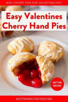 easy valentine's cherry hand pies on a plate with the title overlay