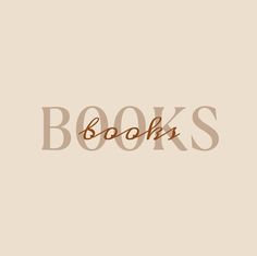 the words books written in brown on a beige background