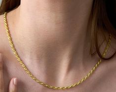 14k Gold Rope Necklace / Handmade Gold Rope Necklace / Gold Minimalist Rope Chain Available in Gold, Rose Gold and White Gold - Etsy Cambodia Formal Rope Chain Jewelry, Elegant Rose Gold Necklace With Rope Chain, Rose Gold Rope Chain Necklace Gift, Minimalist Yellow Gold Rope Chain Necklace, Elegant Rose Gold Rope Chain Necklace, Gold Rope Necklace, Elegant Gold-plated Rope Chain Necklace, Yellow Gold Plated Necklace With Rope Chain, Formal Yellow Gold Tarnish-resistant Rope Chain Necklace