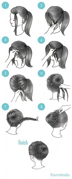 Tips Hair, Easy Hairstyle, Peinados Fáciles Para Cabello Corto, Braided Bun, Trendy Hair, Diy Tips, Nail Arts, Hair Dos, Hair Designs