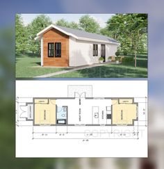 the floor plan for a small house with two bedroom and an attached living area is shown