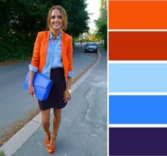 7 эффектных сочетаний с оранжевым цветом Burnt Orange Sweater, Orange Outfit, Orange Jacket, Rock Outfit, Navy Blue Pants