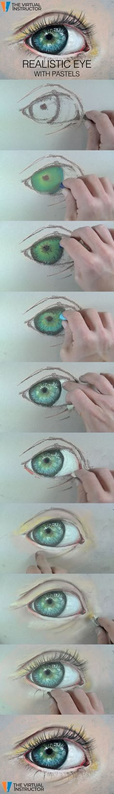 How to paint an eye with pastels Ako Kresliť, 얼굴 그리기, Oil Pastel Art, Oil Pastel Drawings, Chalk Pastels, Oil Pastels, Pastel Drawing, Drawing Lessons, Pastel Art