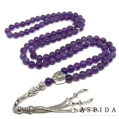 Real Amethyst Gemstone, Islamic Prayer 99 Beads, Tasbih, Tesbih, Misbaha, Tasbeeh, Sibha, Rosary, Tasbih 99, Tasbih Personalized 8 mm, Premium Quality Aspida Gem Jewelry serve to top jewelry gifts for men and women. If you need unique gifts for girlfriend or boyfriend at anniversary or birthday, we present to you exclusive unique gifts ideas. You can choose the number you want from the photo showing tassel options or you can use 3 letter on tassel. (X,w,q  we don't have other letters are availab Traditional Gemstone Beads Rosary As Gift, Traditional Gemstone Beads Rosary For Healing, Traditional Rosary With Gemstone Beads For Healing, Adjustable Traditional Rosary With Gemstone Beads, Unique Gifts For Girlfriend, Gem Jewelry, 3 Letter, Islamic Prayer, Wooden Gift Boxes