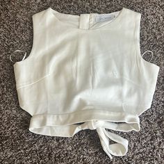 Chicwish Cropped Tank With Tie Back Size M Never Worn Small Stains On Tie But Not Noticeable Elegant Sleeveless Crop Top For Day Out, Elegant Sleeveless Crop Top For Brunch, Elegant White Crop Top For Spring, Elegant White Spring Crop Top, Tie Backs, Crop Tank, Tie Back, Color White, Womens Tops