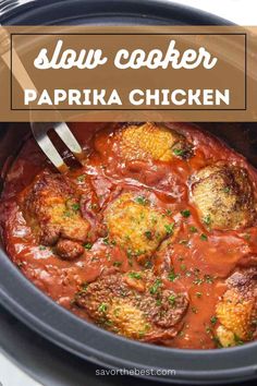 slow cooker paprika chicken with text overlay