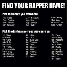 an iphone screen with the text find your rapper name