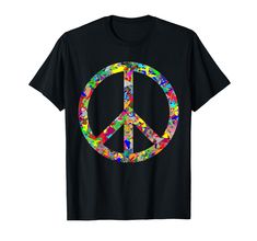 PRICES MAY VARY. colorful, prismatic, polygon, love, anime, text, support support, welcome, symbol, hope, unity, music, god, gift Lightweight, Classic fit, Double-needle sleeve and bottom hem Peace T Shirt, Peace Sign Shirt, Hippie Costume Halloween, Groovy Fashion, Flower Power Hippie, Everyday Cosplay, Hippie Costume, Cartoon T Shirt, Retro Costume