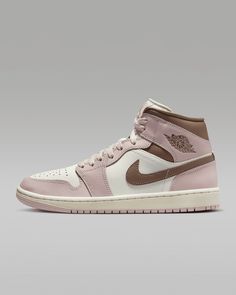 Brand : Nike Model Name : Air Jordan 1 Mid Style Code : BQ6472-620 Color : Pink Oxford US Shoe Size : Women Air Jordan 1 Mid Women, Jordan 1 Mid Pink, Air Jordan Mid, Jordan Mid, Nike Model, Oxford Style, Nike Models, Brown Oxfords, Womens Air Jordans