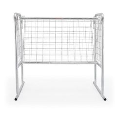 a white metal fence with wire on the top and bottom, in front of a white background