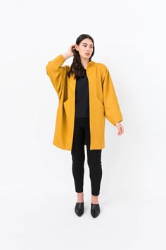 Papercut NZ / Printed Sewing Pattern / Sapporo nova Coat - Etsy Yellow Relaxed Fit Outerwear For Fall, Wool Outerwear For Spring Layering, Wool Outerwear For Spring, Oversized Structured Spring Outerwear, Mustard Oversized Outerwear For Spring, Yellow Outerwear For Spring Layering, Yellow Outerwear For Spring, Spring Yellow Outerwear For Layering, Relaxed Fit Open Front Workwear Outerwear