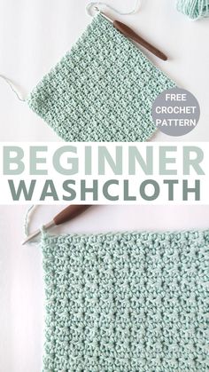 crochet pattern for beginner washcloth with text overlay that says, beginner washcloth