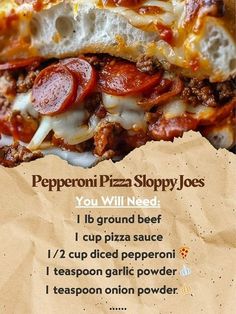 there is a poster about pepperoni pizza shoppey joes and it's instructions