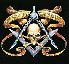 a skull and two crossed swords with banners in the background that say, as many ways do not starvege