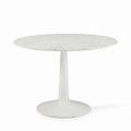 an image of a white table that is in the shape of a round dining table