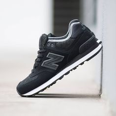 NEW BALANCE 574 | Available at HYPE DC Black New Balance High-top Sneakers, New Balance Black Leather, Black New Balance Sports Sneakers, Sporty Scratch-resistant New Balance Sneakers, New Balance Fade-resistant Black Sneakers, New Balance 574