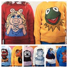 the muppet sweaters are all different colors