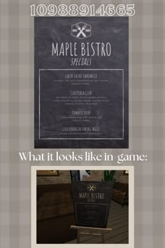 the menu for maple bistro is shown