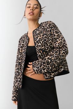 Leopard print quilted jacket - pull&bear Leopard Jacket Outfit, Quilted Jacket Outfit, Outfit Zara, Leopard Jacket, Leopard Print Coat, Zara Jacket, Leopard Print Jacket, Pull N Bear, Winter Girls