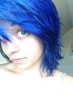 New blue hair. :D Grunge Hair Dye Ideas Blue, Blue Hair Alternative, Grunge Blue Hair, Punk Blue Hair, Blue Alt Hair, Emo Aesthetic, Fake Pictures, Funky Hairstyles