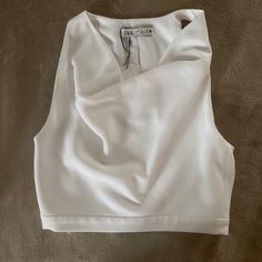 Cowl Neck White Tank Elegant Zara Crop Top For Day Out, Elegant Cropped Zara Crop Top, Elegant Cropped Top By Zara, Organza Sleeves Blouses, Black Satin Blouse, Zara Lace Top, Black Sequin Top, Zara Tank Top, Knotted Blouse