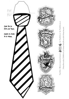 a tie with harry potter emblems on it and some other symbols in the background