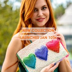 The new vibrant collection launches tomorrow with Seeking Frills and more stunning hand-beaded bags! 😍 Show some love in the comments if you're excited as we are! 💚💜❤️ Hand Beaded Bag, Beaded Bags, No Frills, Product Launch, This Is Us, 10 Things