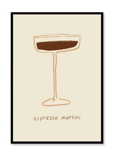 a drawing of a wine glass with the word espresso martini on it's side