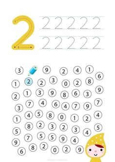 the number two worksheet for children to learn how to write and draw numbers