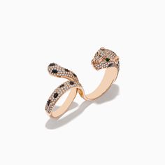 Effy Signature 14K Rose Gold Diamond & Emerald Double Finger Ring, 1.91 TCW Effy Ring, Effy Rings, Panther Ring, Double Finger Ring, Rose Stone, Effy Jewelry, Finger Ring, Rose Gold Diamonds, Ring Finger