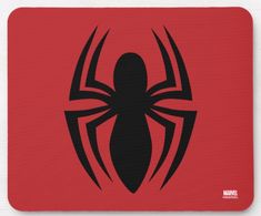 a black spider logo on a red background mousepads for computer and laptop computers