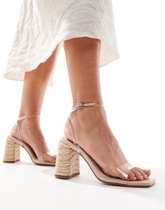 Shoes by ASOS DESIGN Style with sunshine Adjustable strap Pin-buckle fastening Clear straps Open toe High block heel Sacs Tote Bags, Beach Wedding Shoes, Shoes Outfit, Shorts Co Ord, Design Hotel, Asos Curve, Strap Shoes, Brunch Outfit, White Trainers