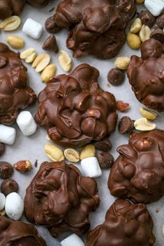 chocolate candy with marshmallows and peanuts