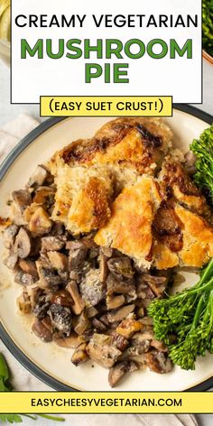 A creamy mushroom pie with an easy homemade suet crust and chestnuts. The perfect vegetarian pie! Perfect for Thanksgiving or Christmas. Suet Pastry, Vegetarian Pie Recipes, Vegetarian Christmas Dinner, Vegetarian Pie, Veggie Pot Pie, Vegetarian Stew, Saag Paneer, Mushroom Pie, Meatless Recipes