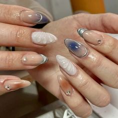 Mitski Inspired Nails, Silver Aura Nails, Honey Nails, Mitski Concert, Silver Aura, Colors For Nails, Nails Gradient, Nail Piercing, Aura Nails